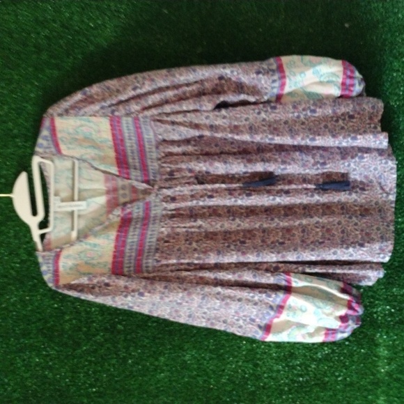 Pink and Purple Long Sleeve Tie Front Blouse - Picture 3 of 5